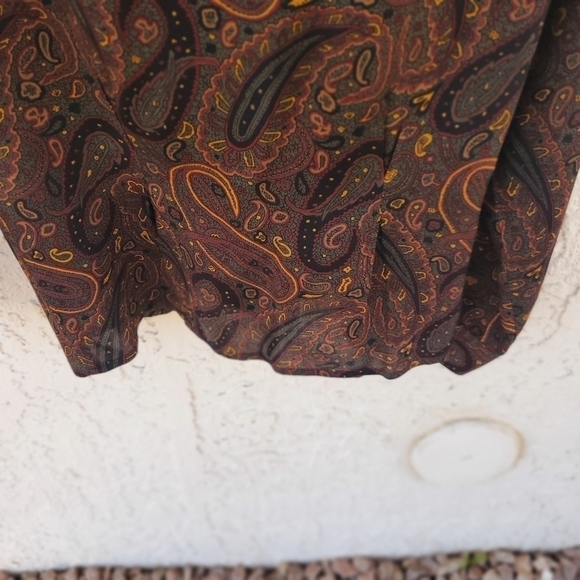 Jones New York Brown Paisley Long Sleeve Button Down Sz 2 Blouse - Picture 6 of 9